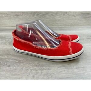 Kate Spade Hayley Women's Sandal 7 Red Canvas Slip-On Casual Sneaker Shoes